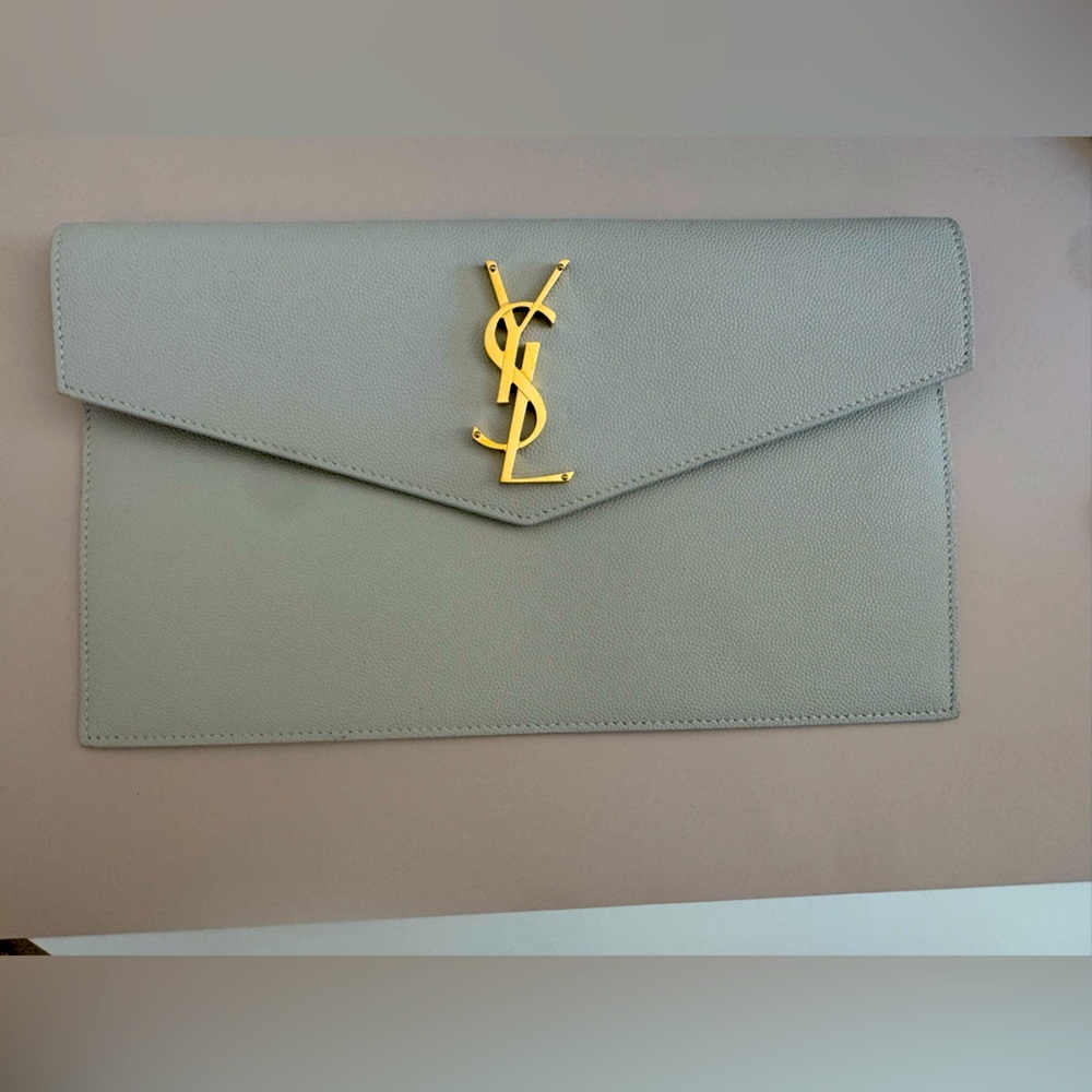 YSL Gray Envelope Clutch